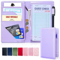 LINTRU 5x8 Server Book, 7 Pocket Zipper Organizer, Fits Apron, Purple