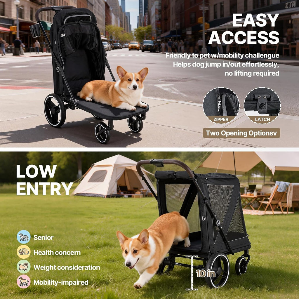 Beberoad Dog Stroller for Medium Dogs, 2-in-1 Pet Stroller & Bike Trailer