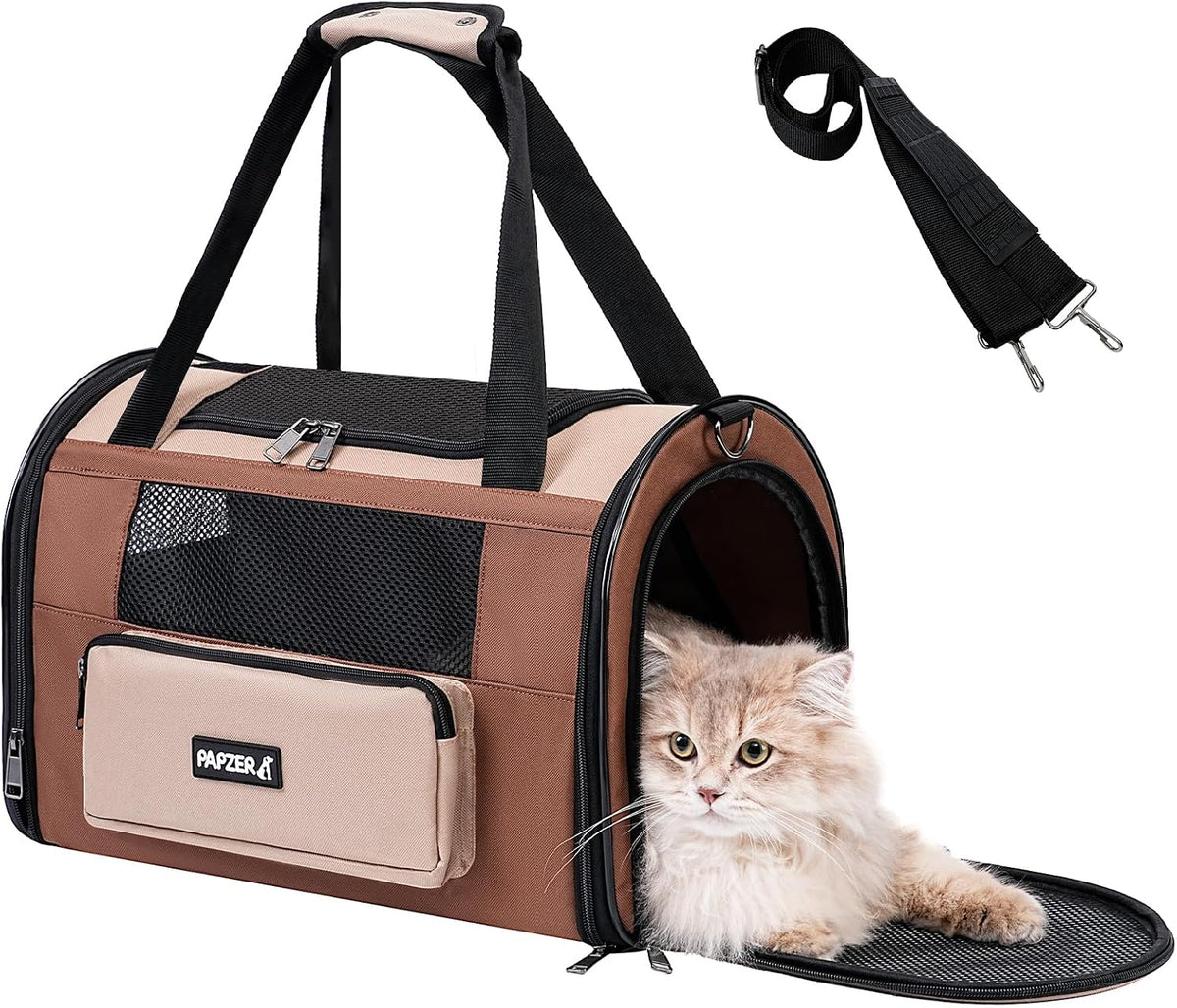 Collapsible Small Pet Carrier for Cat 15 lbs with Fashion Pocket Travel Bag