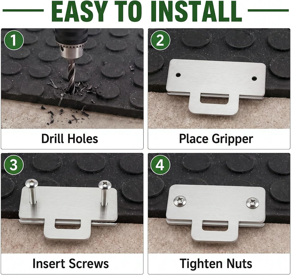Yalikop 4 Pack Horse Stall Mat Gripper, Heavy Duty Rubber Mat Carrier