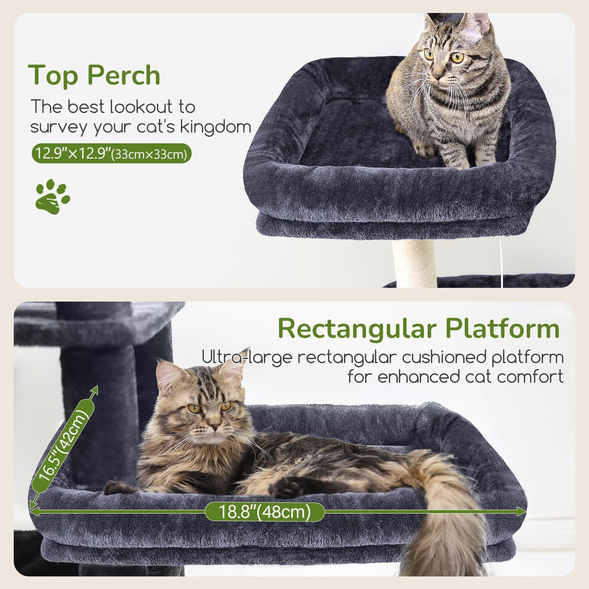 Globlazer 65in Sturdy Cat Tree Tower for Indoor Large Cats, S65, Dark Grey