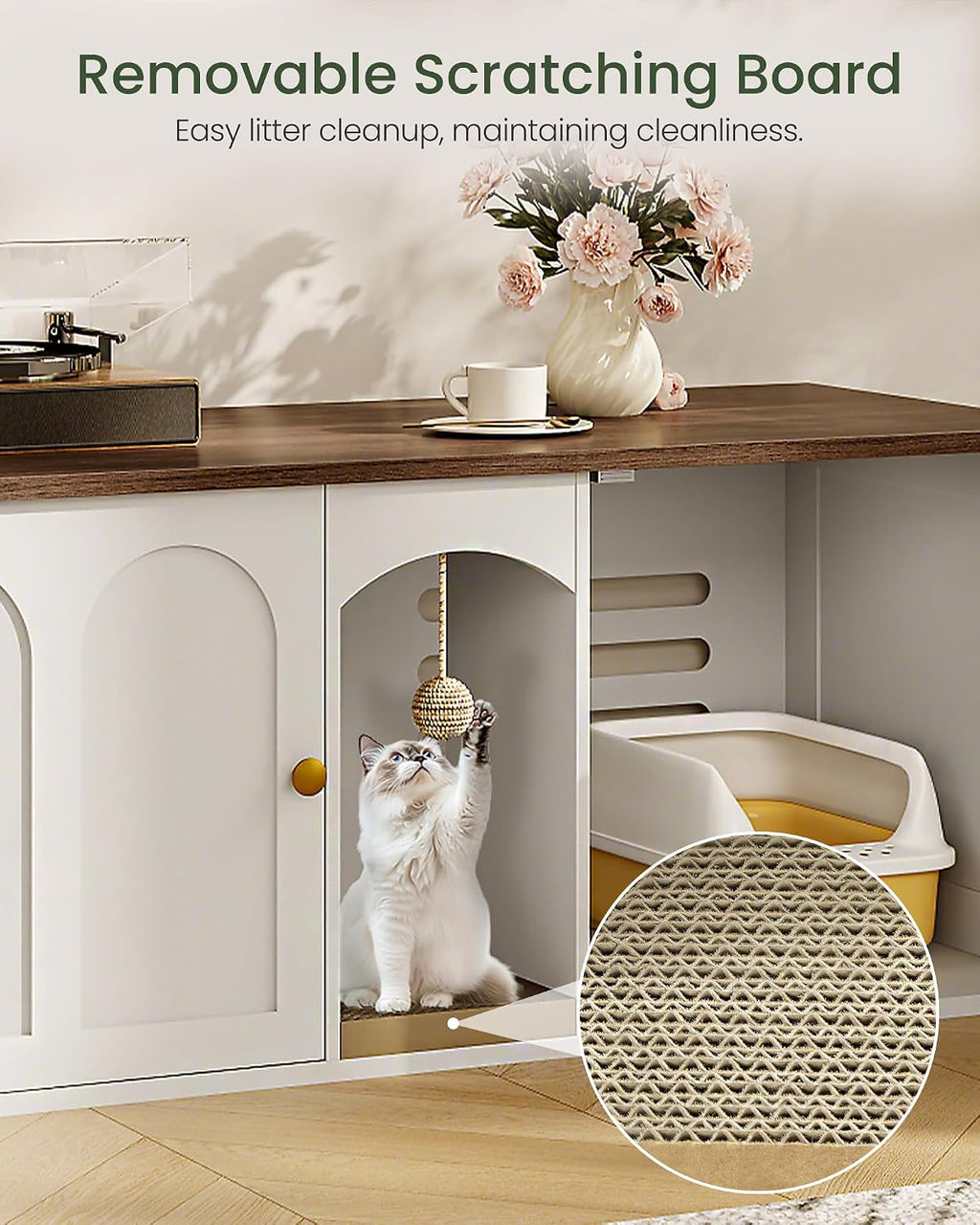 CHOEZON 47.2'' Cat Litter Box Enclosure for 2 Cats with Scratch Pad