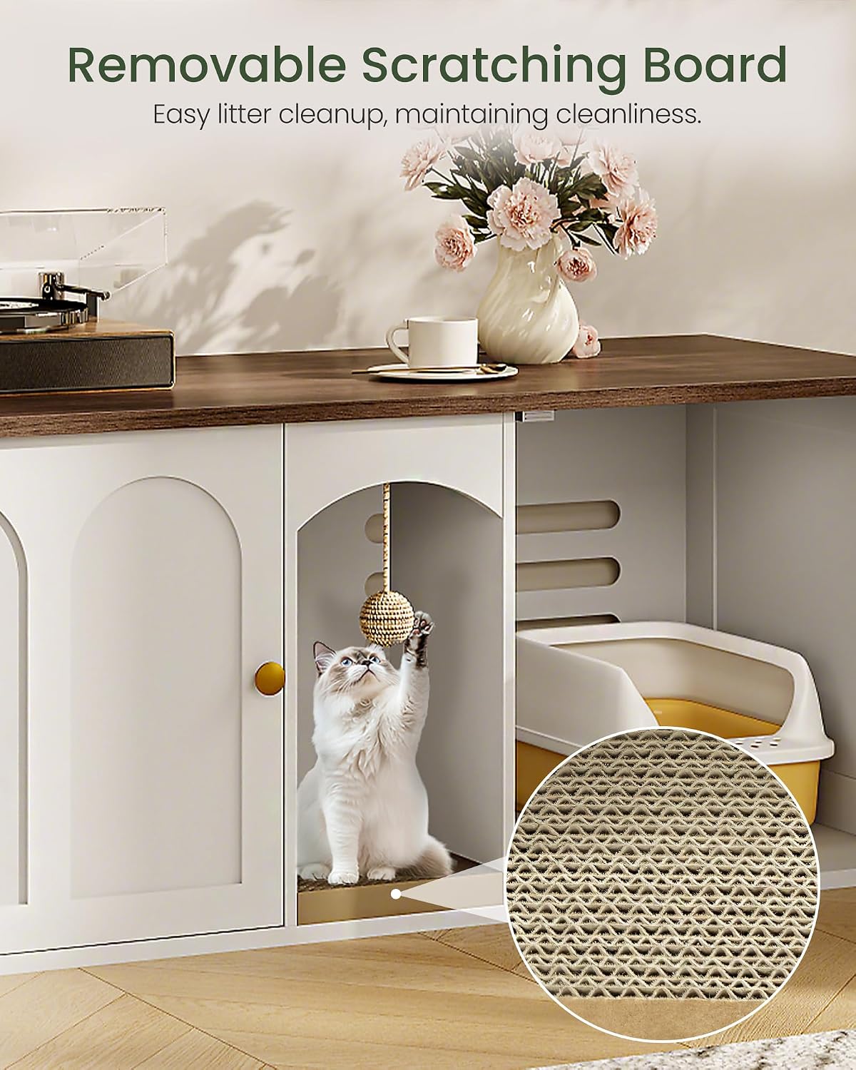 CHOEZON 47.2'' Cat Litter Box Enclosure for 2 Cats with Scratch Pad