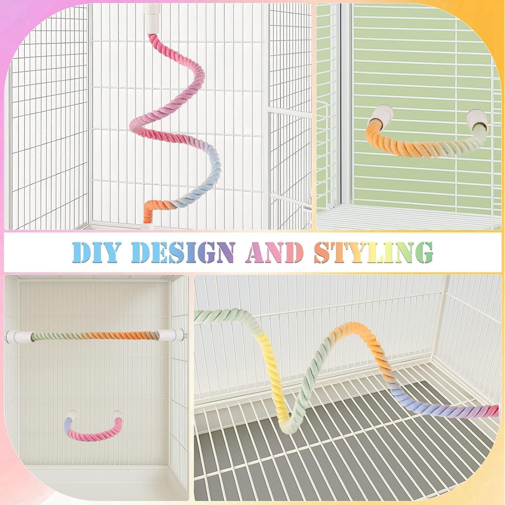 4Pcs Rope Perch for Bird Cages, Bendable Climbing Cotton Rope