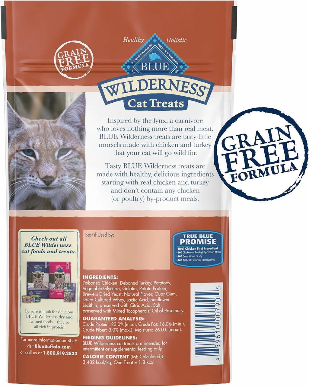 Blue Buffalo Wilderness Chicken & Turkey Soft Cat Treats, Grain-Free, 2 Ounce (Pack of 12)