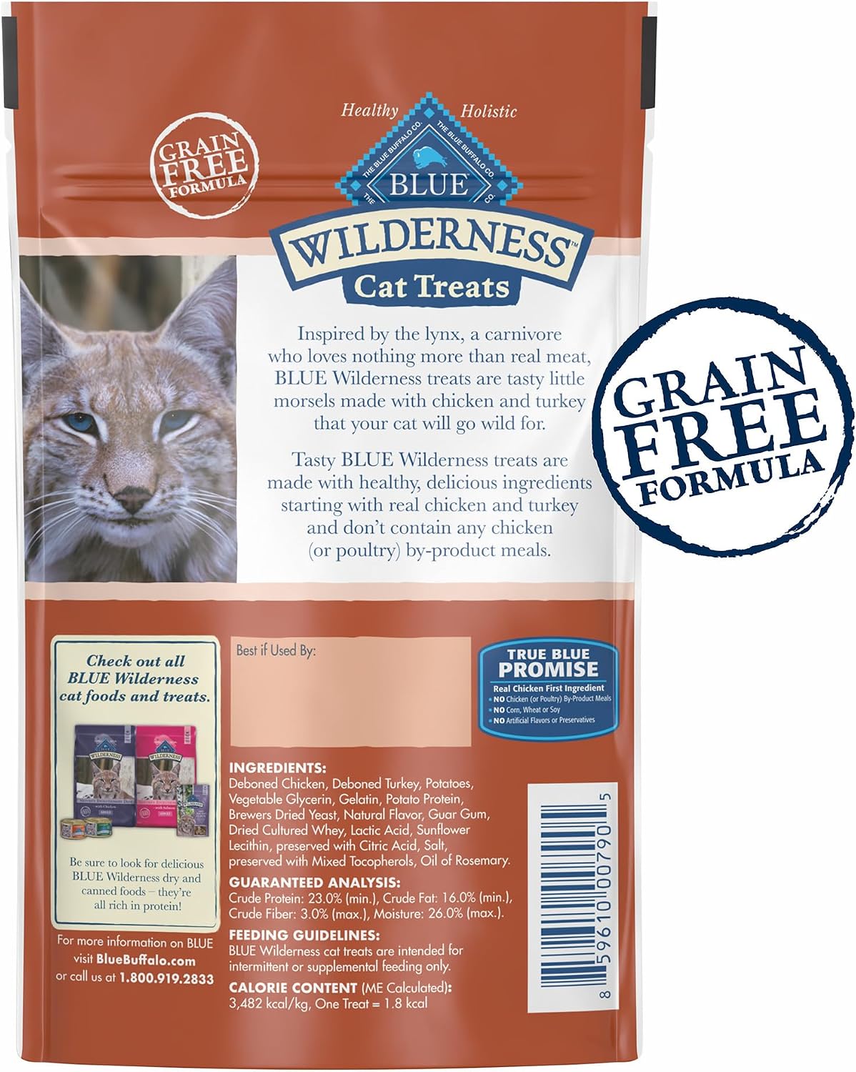 Blue Buffalo Wilderness Chicken & Turkey Soft Cat Treats, Grain-Free, 2 Ounce (Pack of 12)