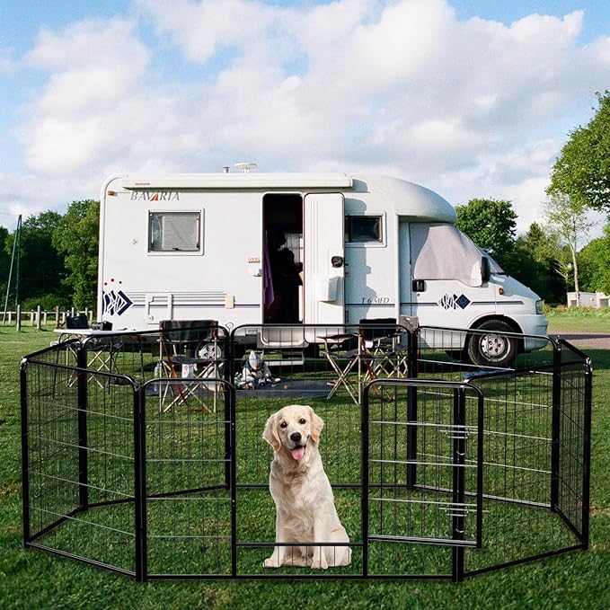 NEWBULIG Dog Playpen 8 Panels 40" Height Foldable Heavy Duty Metal Dog Exercise - Image 2