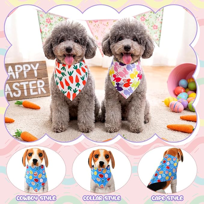 Aliceset 180 Pack Easter Dog Bandana Bulk, Easter Bandanas - Image 4