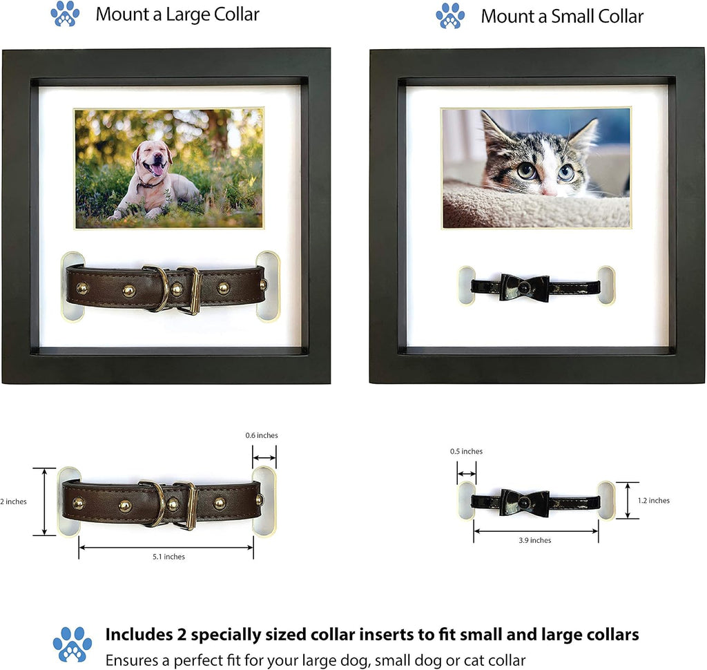 Dog Memorial Picture Frame with 5 Display Options- Dog Collar Memorial Frame Gift - Cat or Dog Pet Loss Gift for a Grieving Friend - Pet Remembrance Gift and Sympathy Photo Keepsake