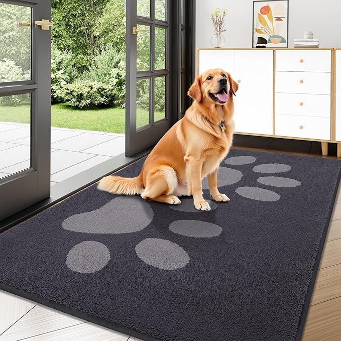 Buganda Dog Door Mat for Muddy Paws, Absorbent Dirt Trapper Washable Indoor by Buganda