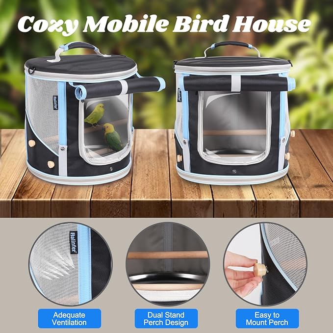 Small to Medium Bird Travel Carrier Cage, Portable Parrot Parakeet Cockatile - Image 4