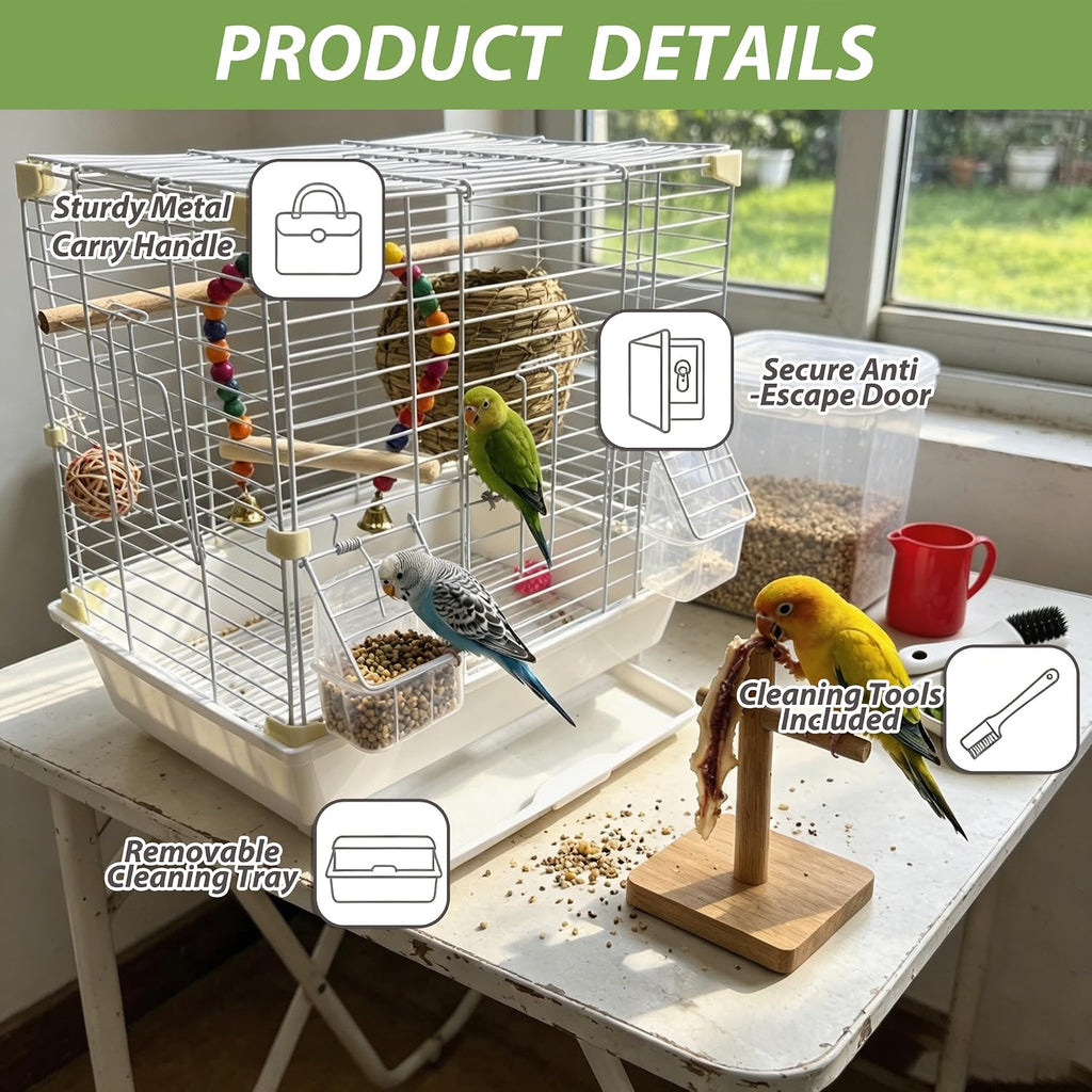 Birds Starter Kit,Birdcages and Bird Cage Accessories,Bird Travel Cage for Small Birds Parrots