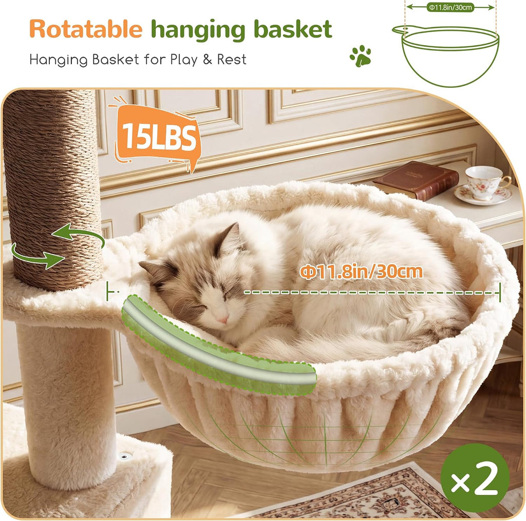 Globlazer
47
Inch
Cat
Tree
Tower
for
Indoor
Cats,
S47,
Beige