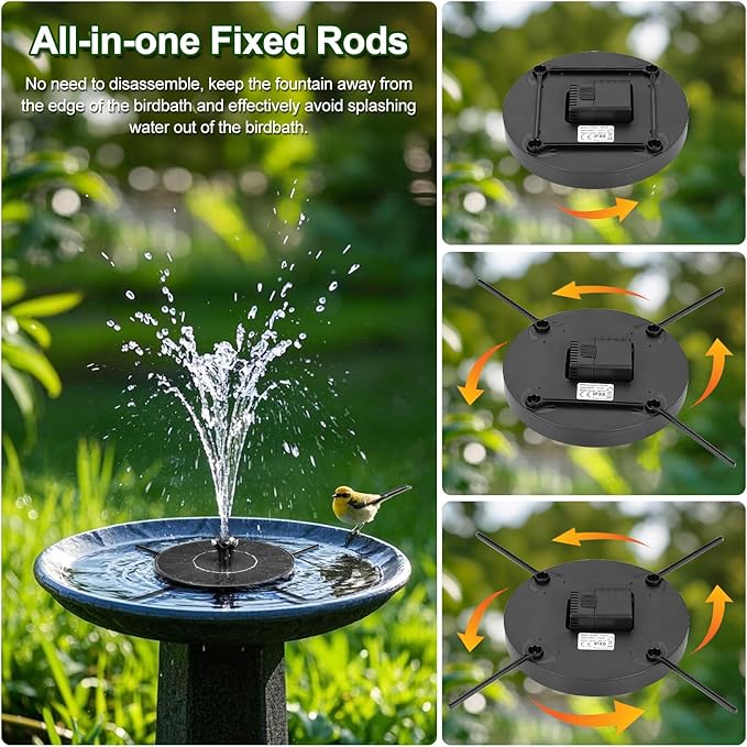 Solar Fountain Pump with Spray Height Adjustment, Upgrade Glass Solar Bird Bath - Image 2
