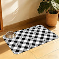 Cat Checked Plaid Dog Cat Food Mat, Absorbent Feeding Mat by QSOQSO
