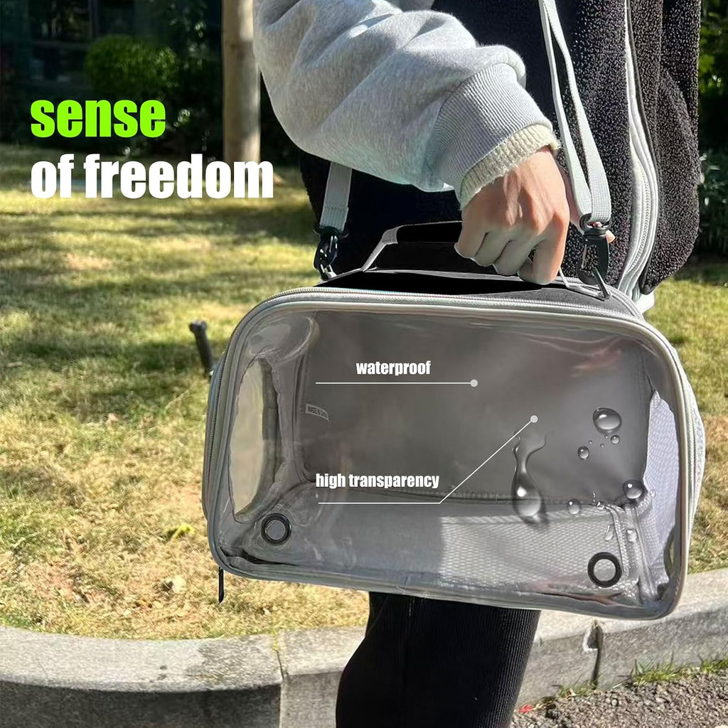 WEVONIGU Scratch-Resistant Bearded Dragon Backpack Foldable Gecko Carrier Ventilation Travel Bag with Clear View Window Dual Carry Cage Options for Travel Hiking & Vet Visits