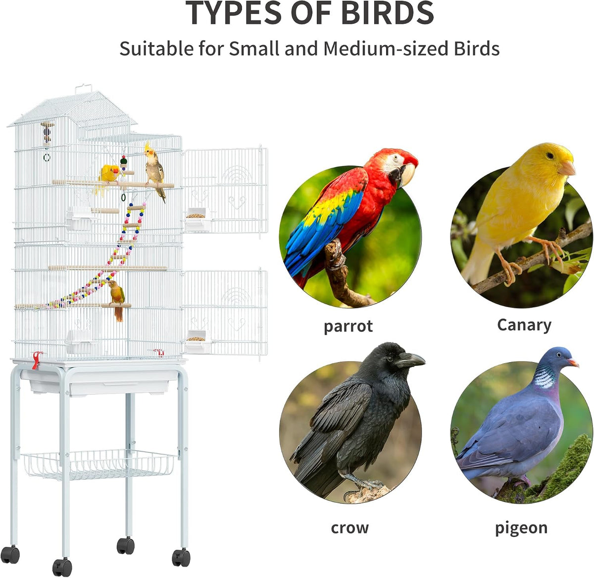 YITAHOME 62 inch Metal Bird Cage, Large Parakeet Cages