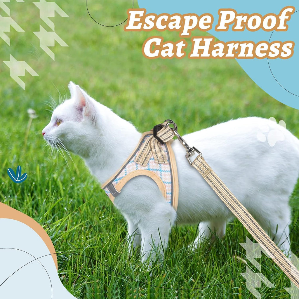 Cat Harness and Leash for Walking, Adjustable Soft Harness for Kitten Puppy Small Cats, Reflective Escape Proof Cats Vest Harness Easy Control for Travel Adventure