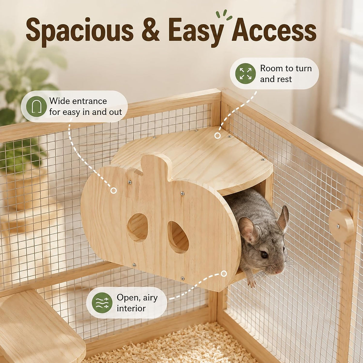 Chinchilla Hideout Wooden Chinchilla Cage Accessories Squirrel House Rabbit