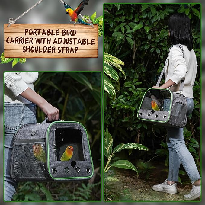 Suertree Upgraded Small Bird Carrier, Lightweight and Portable Travel Bird Cage - Image 5