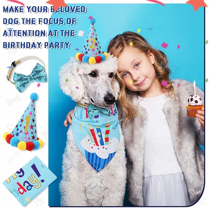 Weewooday Dog Birthday Party Supplies Birthday Boy Girl Cake Bandana Triangle - Image 7