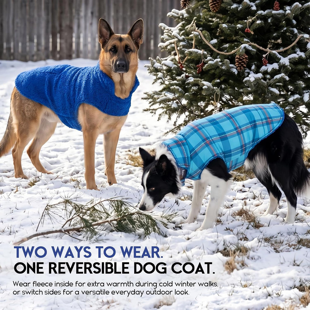 ASENKU Dog Winter Coat, Reversible Dog Jacket for Small Medium Large Dogs
