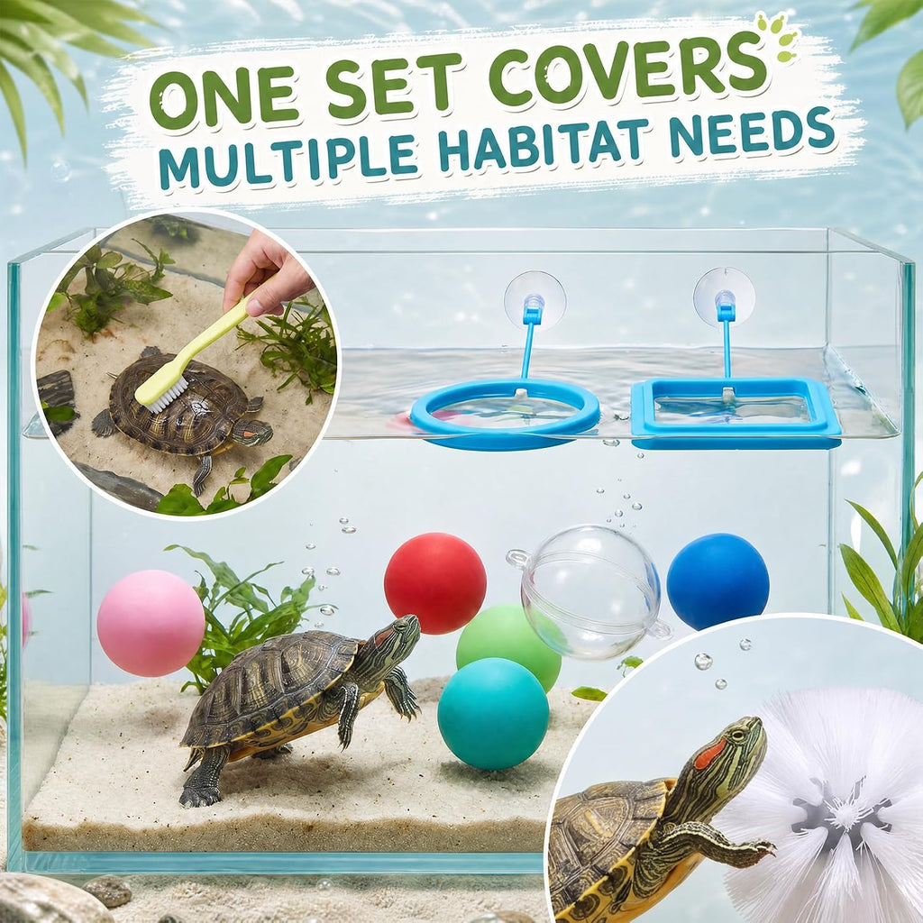 Sosation 11 Pcs Turtle Tank Accessories Turtle Brush Toy Cleaner Feeder