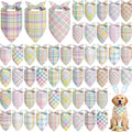 Abbylike 50 Pcs Easter Plaid Dog Bandanas Bulk Pastel Plaid Bandanas by Abbylike