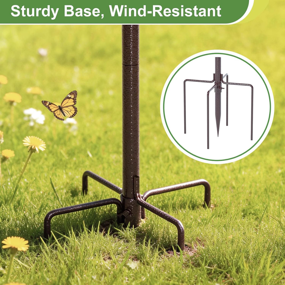 97" Bird Feeding Station Kit with Metal Squirrel Baffle, Heavy Duty Metal Bird Feeding Station with Seed Tray＆Mesh Basket, Easy Assembly Ground Mounted Bird Feeder Pole for Garden Yard Outdoor
