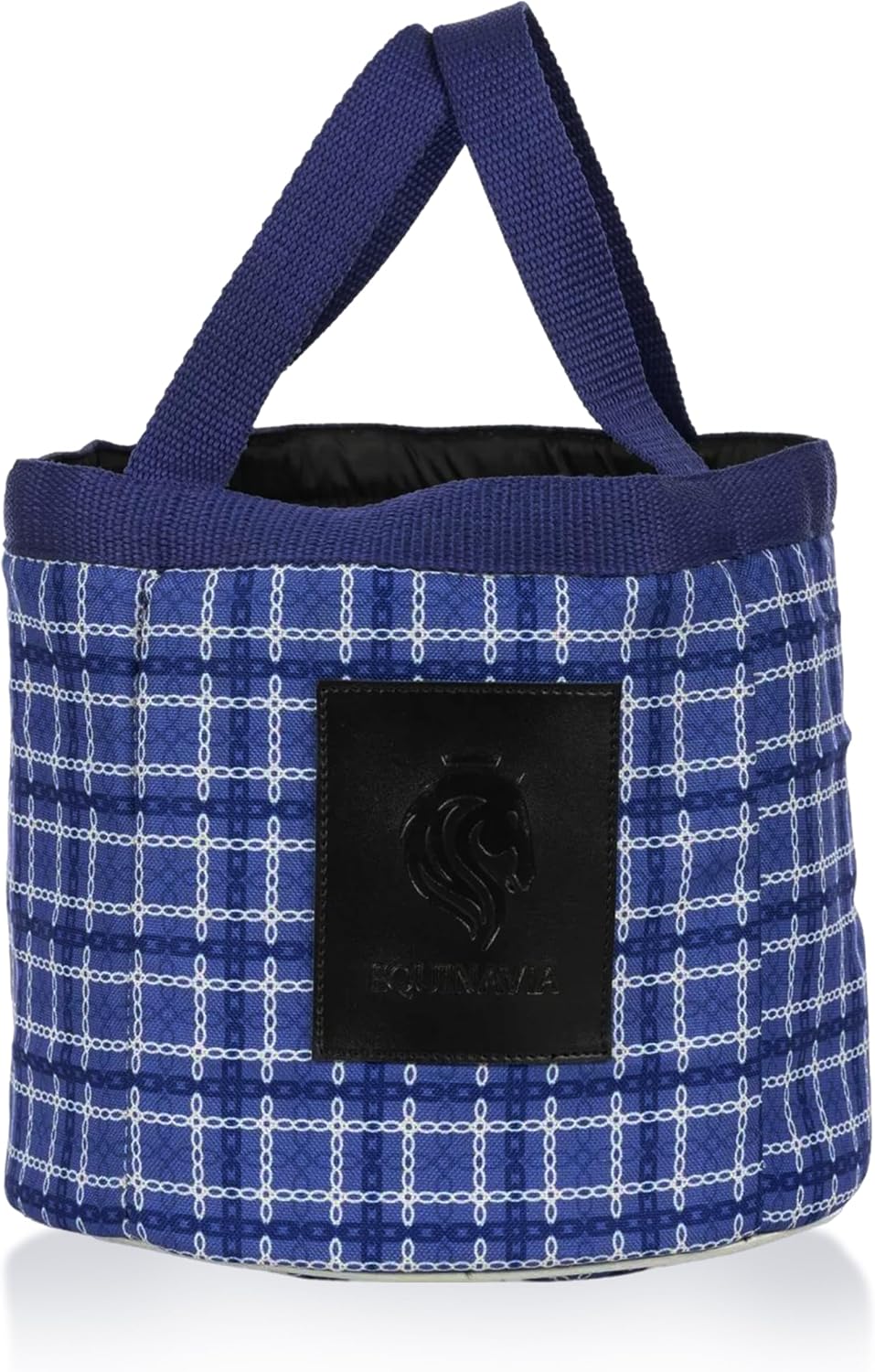 Equinavia Darby Mini Grooming Tote Bag for Horses, Dogs, Cats | Riding Supplies Organizer with 8" x 8" x 8.5" Interior - Black/Silver - One Size