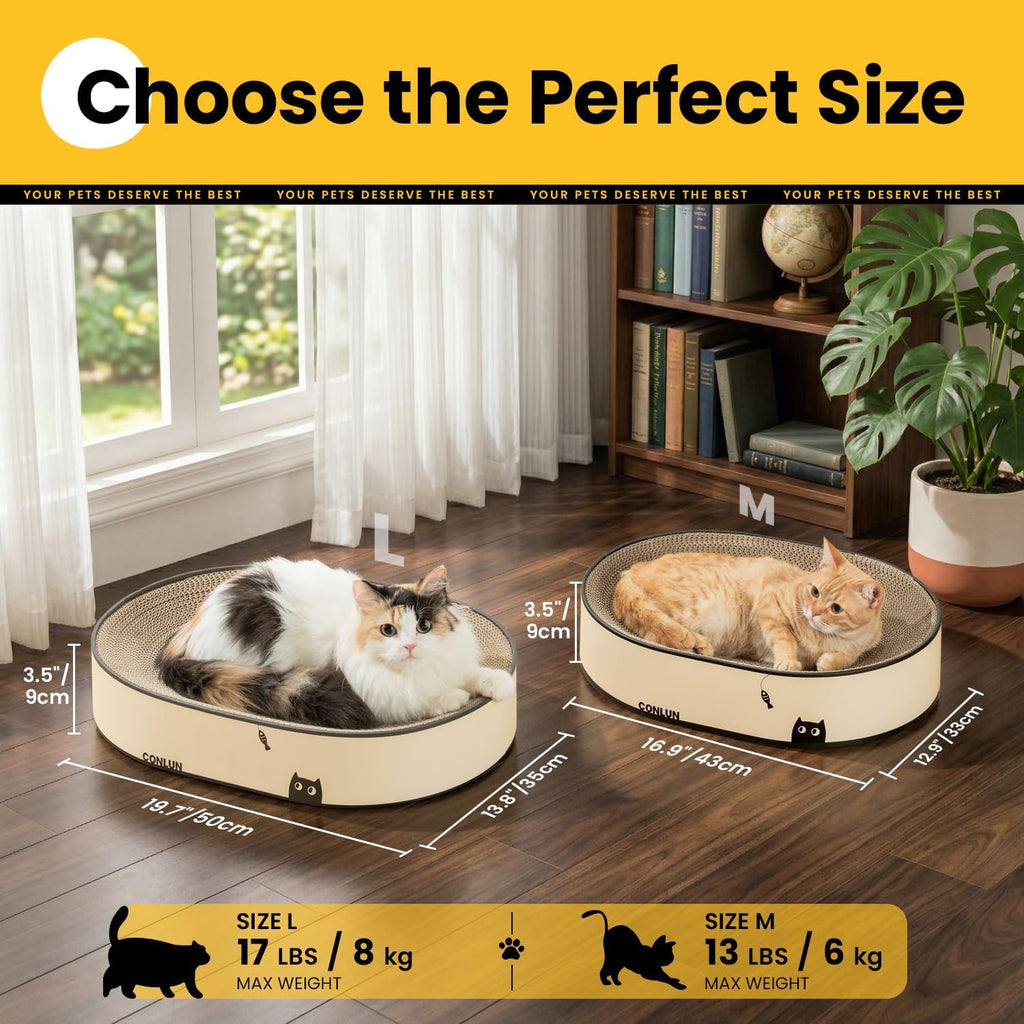 Conlun Oval Cat Scratcher Bed | Scratching Bowl Lounge for Kittens | Medium