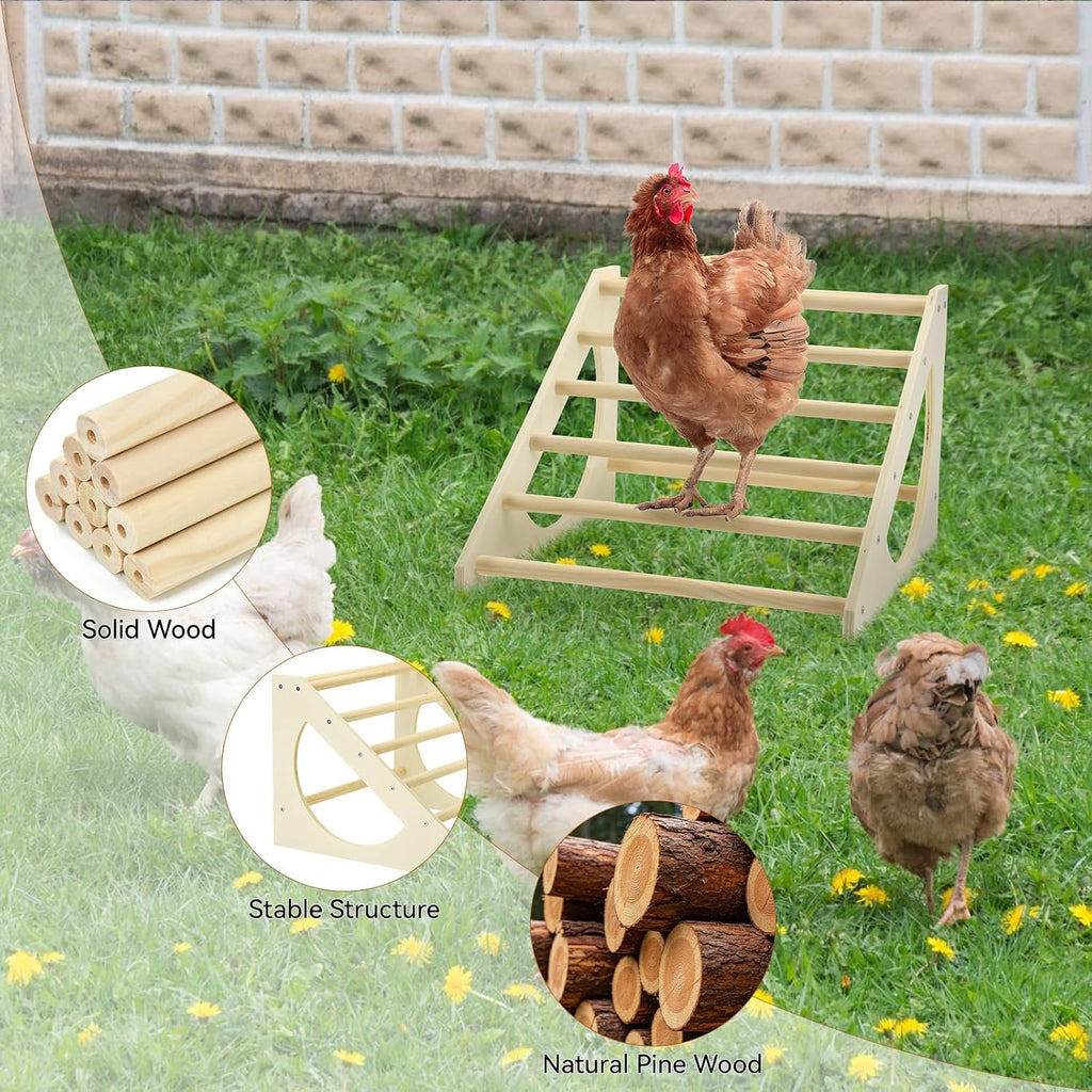Chicken Roosting Bar Solid Wood Roosting Ladder Poultry Perch Stand Jungle Gym for Backyards Chicken Coops Farms Chicken Toy for Chicks Hens Roosters Large Birds Parrots Macaws S