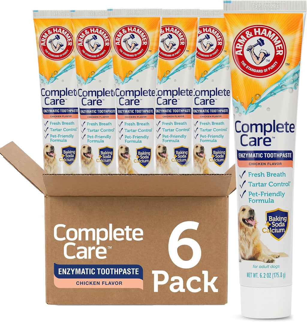 Arm & Hammer Complete Care Enzymatic Dog Toothpaste, Chicken, 6.2 Oz, 6-Pk