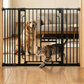 Dog Gate with Adjustable Cat Door, 29.5-42.5 in Wide, Black