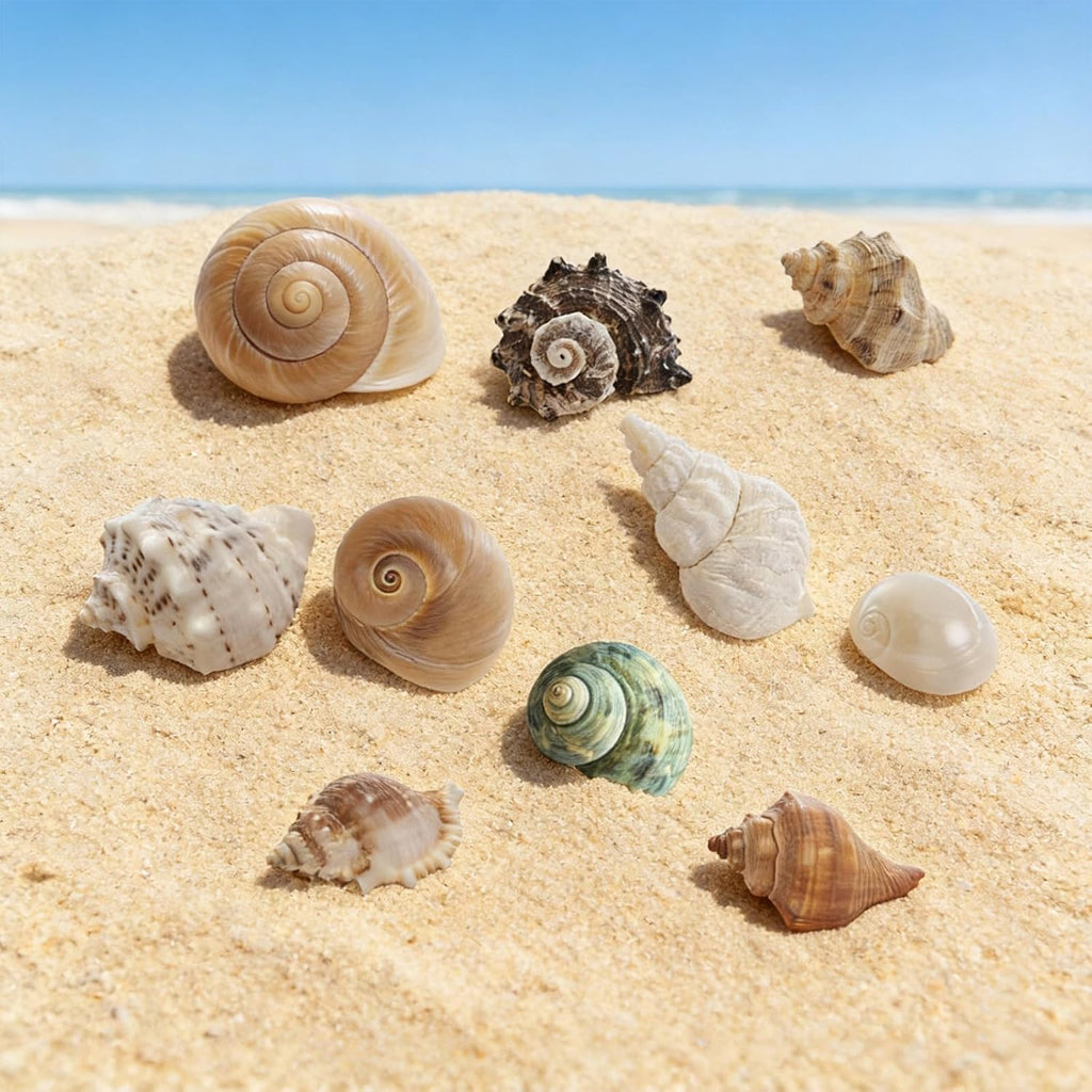 10Pcs Hermit Crab Shells, Natural Sea Shells Set, Beach Decor