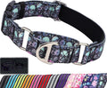 Reflective Skull No Slip Choke Collar with Padded Quick Release Buckle-M