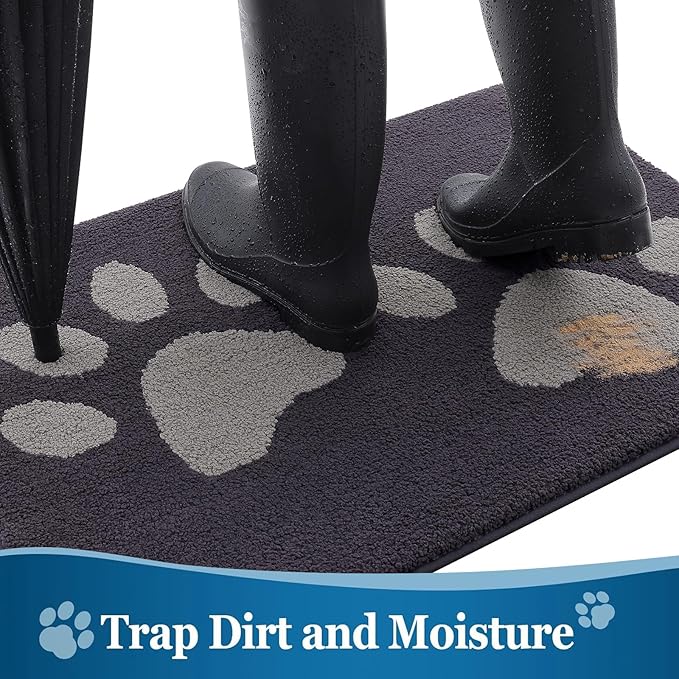 Buganda Dog Door Mat for Muddy Paws, Absorbent Dirt Trapper Washable Indoor - Image 3