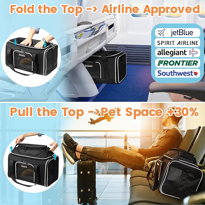 Petskd Top-Expandable Pet Carrier 17x12x8.5 Inches JetBlue Allegiant Spirit - Image 2
