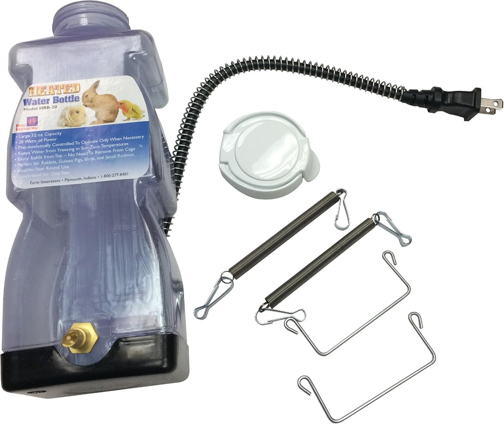 Farm Innovators Heated Water Bottle for Rabbits, 20-Watt, 32oz Capacity