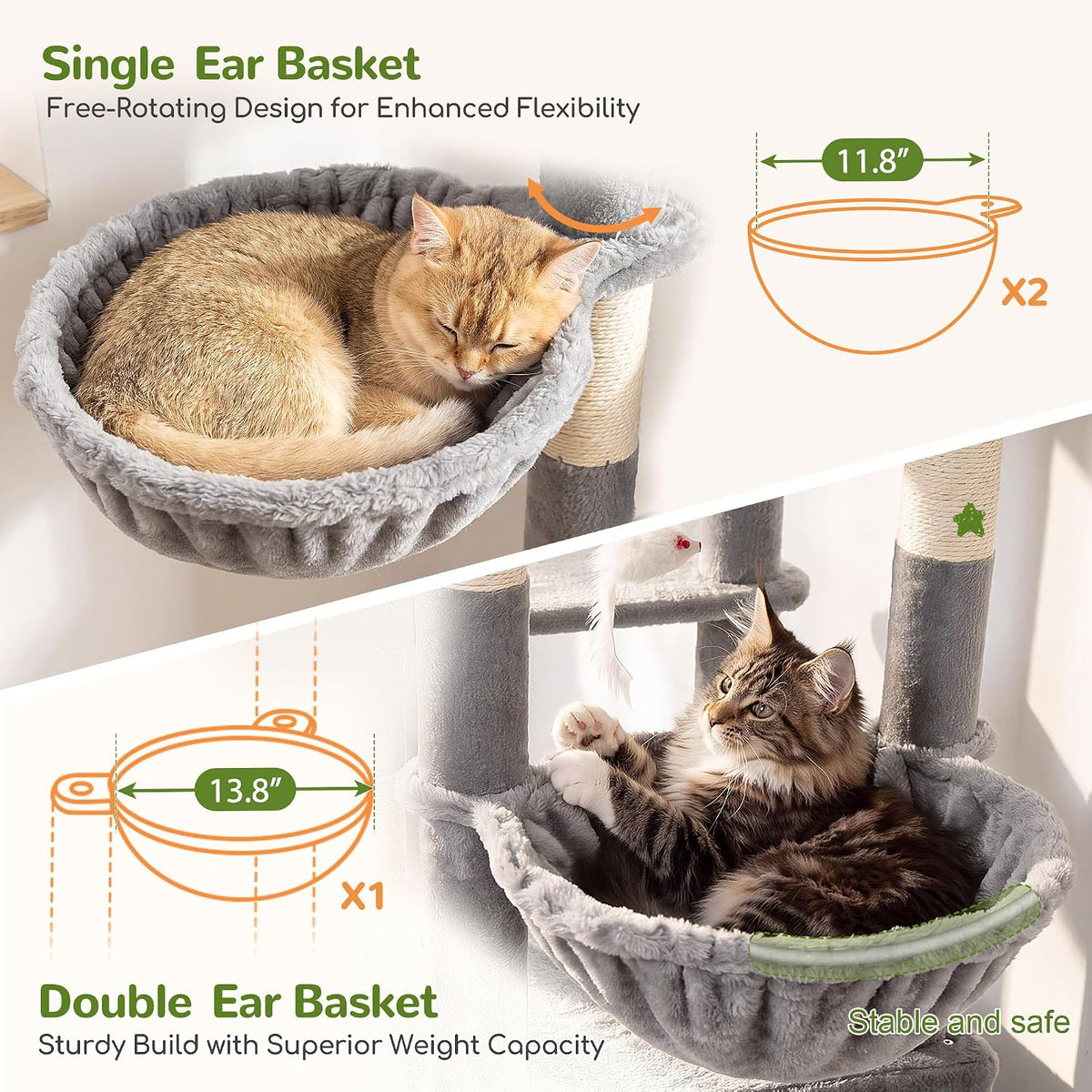 Globlazer 83in Extra Large Maine Coon Cat Tree, F83J, Light Grey