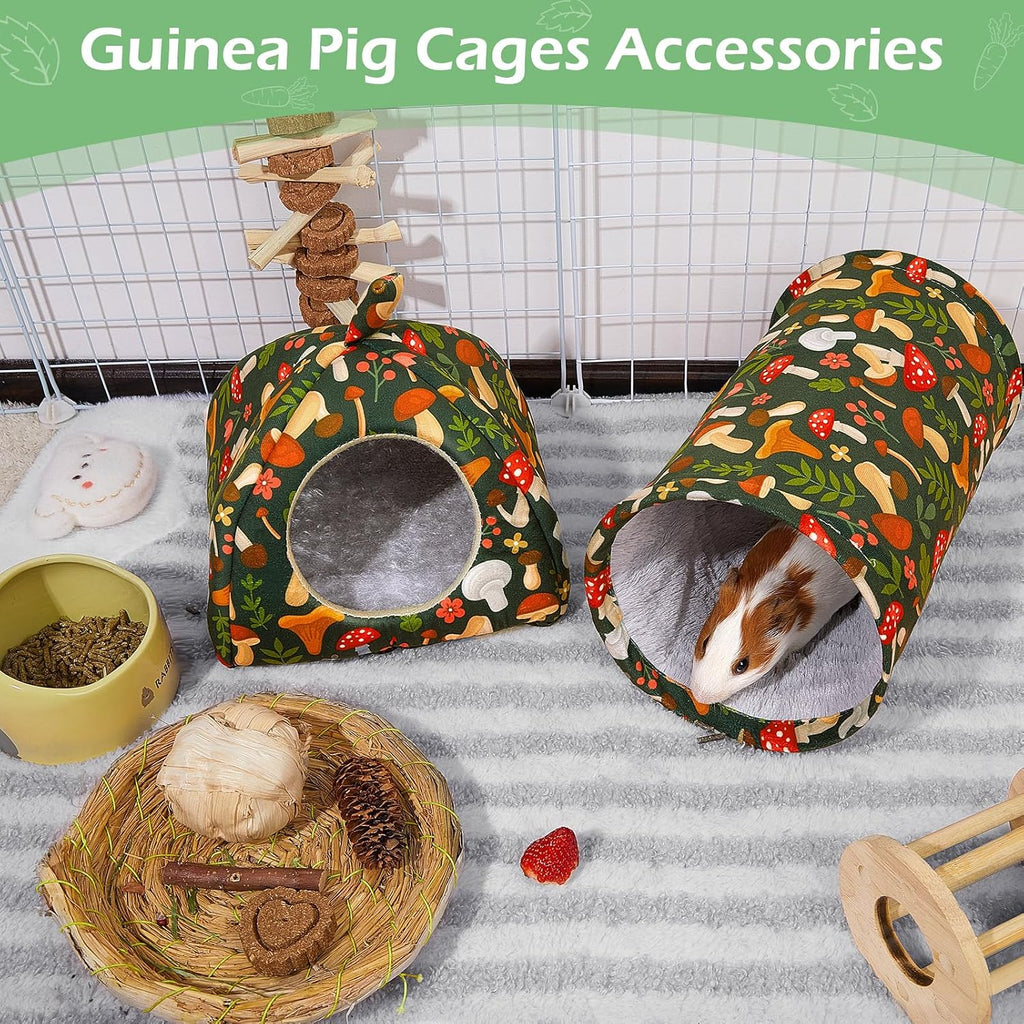 Bienbee Guinea Pig Hideout, 2 Piece Washable Set for Small Animals Large