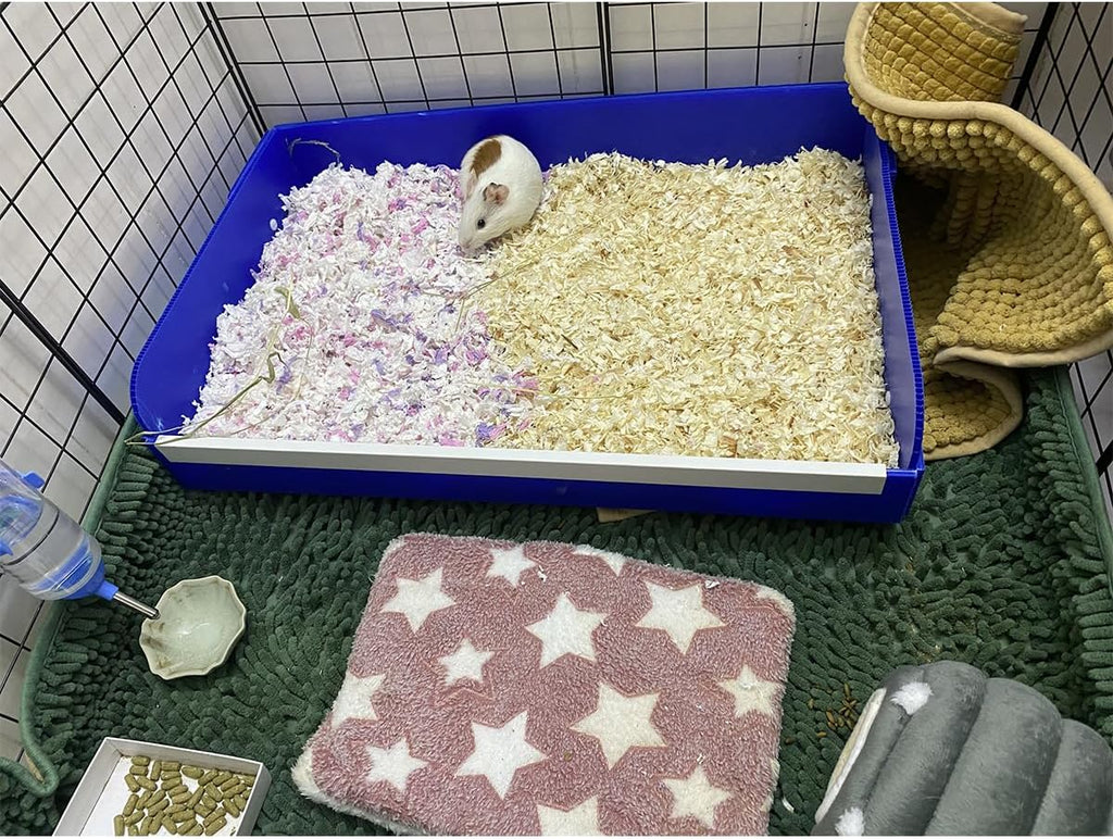Andescobo Guinea Pig Litter Box Guinea Pig Kitchen for All C&C and Midwest Cages,Guinea Pig Hay Box Keep The Guinea Pig Cage Clean and Tidy. White