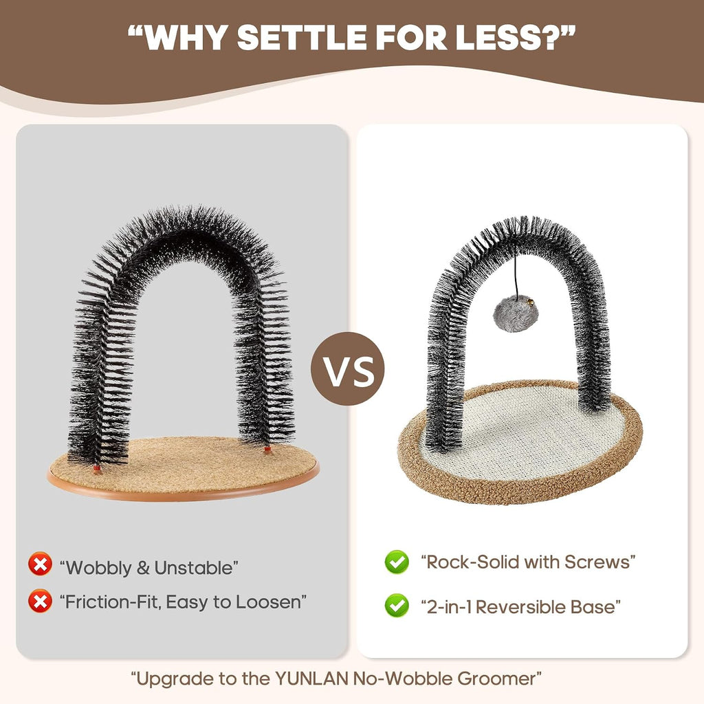 Cat Self Groomer Arch,Sisal/Plush Reversible Base,Scratcher Massager
