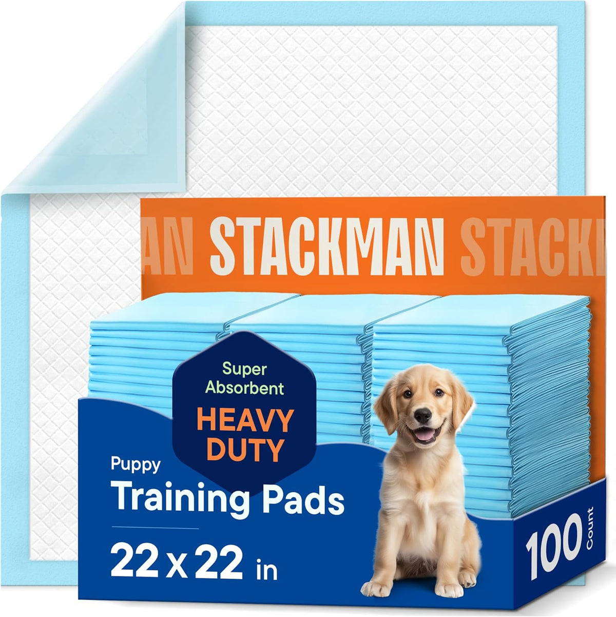 Puppy Pads Pet Pee Pads for Dogs & Puppy Training - 100 Count - Potty Pads for Dogs 22" x 22" Leak-Proof Dog Pee Pads - Quick-Dry Surface - Heavy Duty Absorbent Disposable Dog Wee Pad Bulk Pack