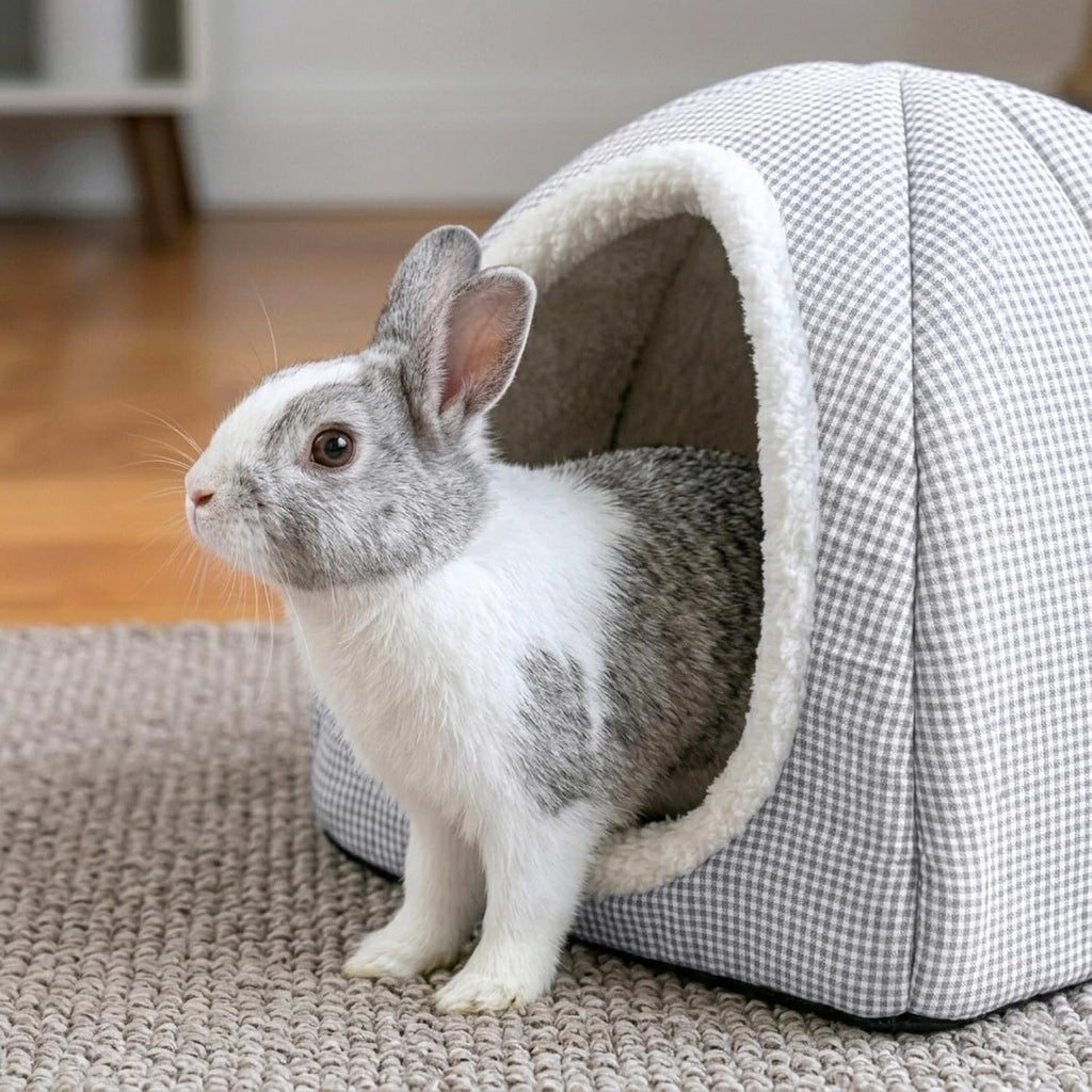 Rabbit Hideout Bed for Large Bunnies, Soft Plush Bunny House