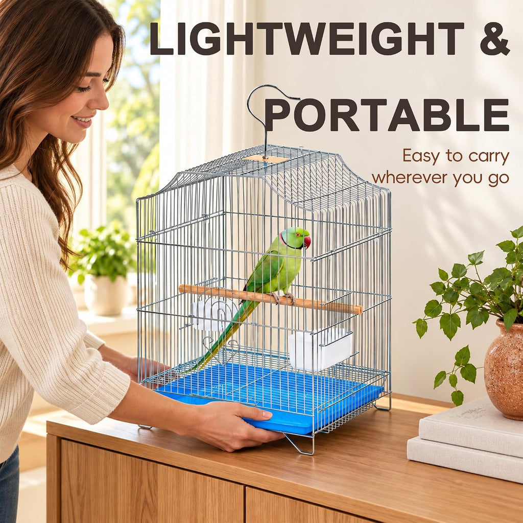 Small Bird Cage, Lightweight Foldable Hanging Cage with Removable Tray