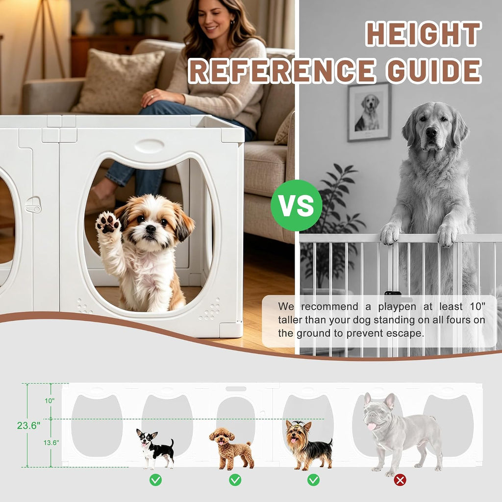 Clear Acrylic Dog Playpen for Small & Medium Dog, 10 PCS 24" H