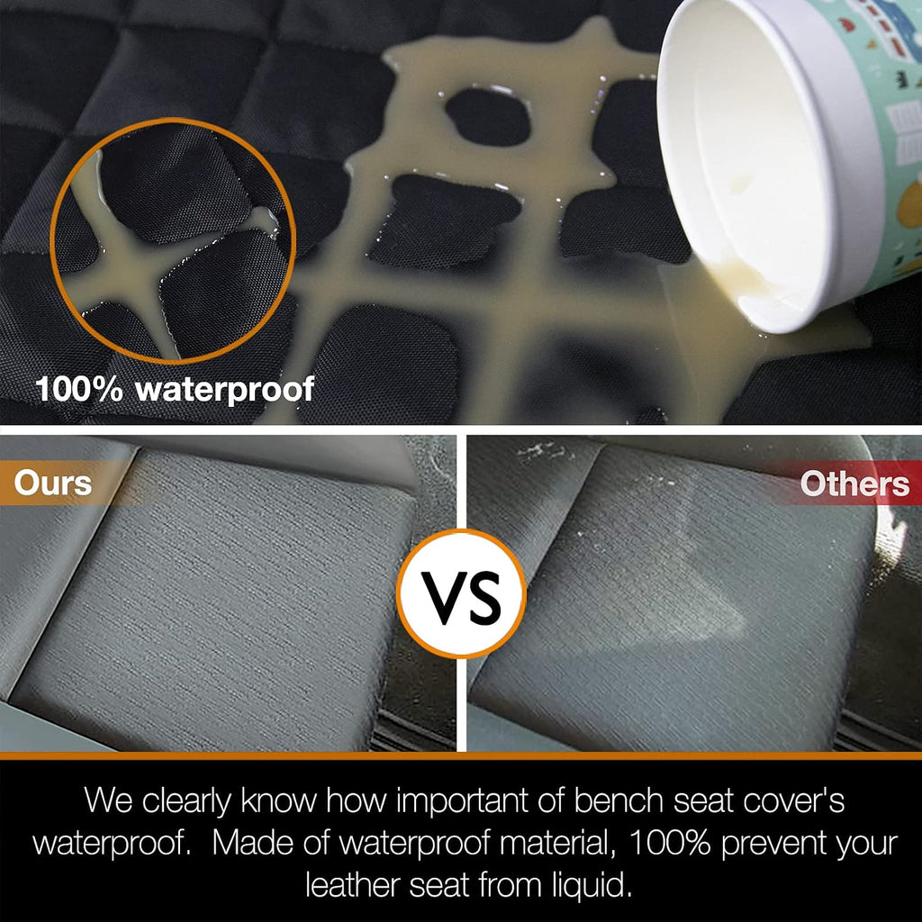 Truck Seat Cover for Dogs, 60 Inch Waterproof Nylon Oxford Back Seat Protector for Ford F150 F250 Ram 1500 Silverado GMC Sierra Tundra, No Chemical Odor, Stain Resistant, Velcro Opening