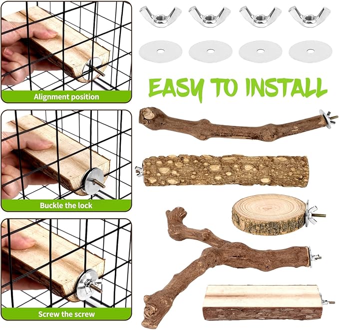8PCS Natural Grape Wood Bird Perch Set - Image 5