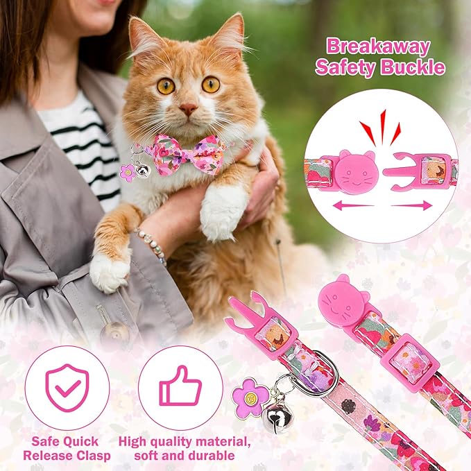 Cat Collar Breakaway with Bells, Small Cat Collar with Bow - Image 2